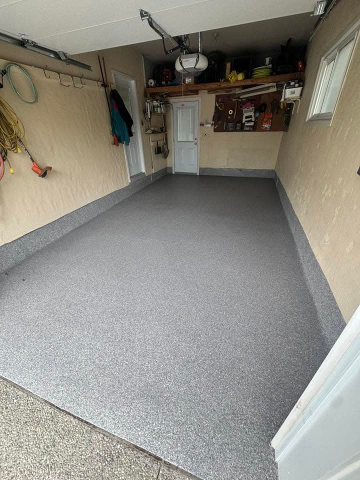 Garage after — finished flake epoxy coating