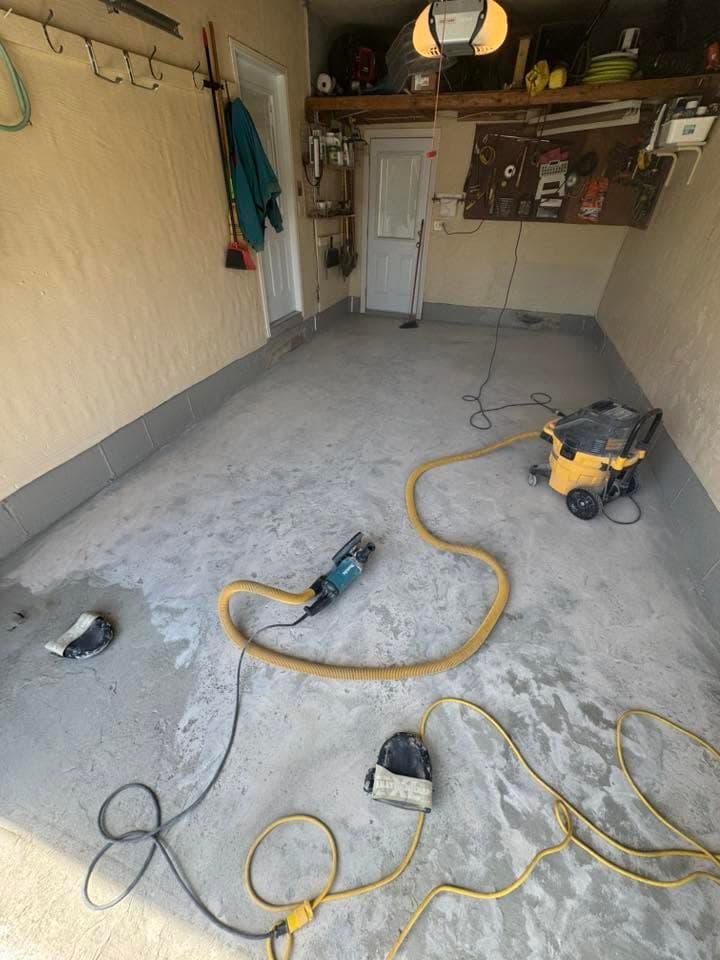 Garage before — bare concrete